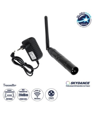 GLOBOSTAR® SKYDANCE-DM-WT 71577 DMX512 Ασύρματος Πομπός RF 2.4Ghz ISM GFSK 20dBm 400m Αρσενικό XLR3 DC 5V IP20 - Μ1.9 x Π1.9 x Υ22cm - 5 Χρόνια Εγγύηση